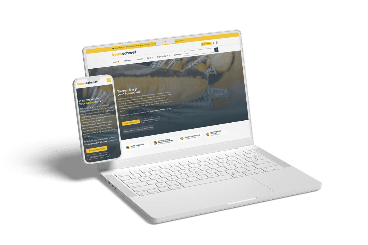 Bouwschroef website op laptop