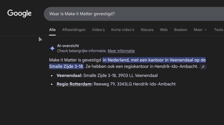 Google AI Overview: jouw zichtbaarheid op het spel of nieuwe podium? Google AI Overview Voorbeeld